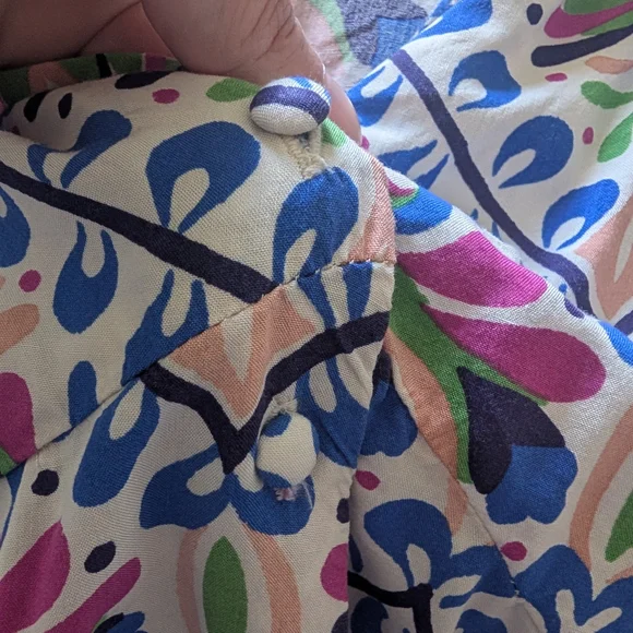 Zara Cream Floral Wrap Blouse with Pink, Blue & Green Motif - Picture 6 of 6